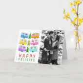 かわいいクリスマスキャンパーRVカスタムフォトホリデーカード カード (黄色い花)