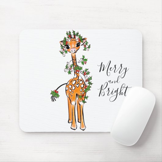かわいいクリスマスキリンスケッチ赤い緑のガーランド マウスパッド (マウス)
