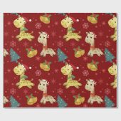 かわいいクリスマスキリン柄 ラッピングペーパー (フラット)