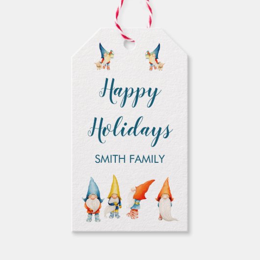 かわいいクリスマスギフトタグと小人 ギフトタグ (正面)