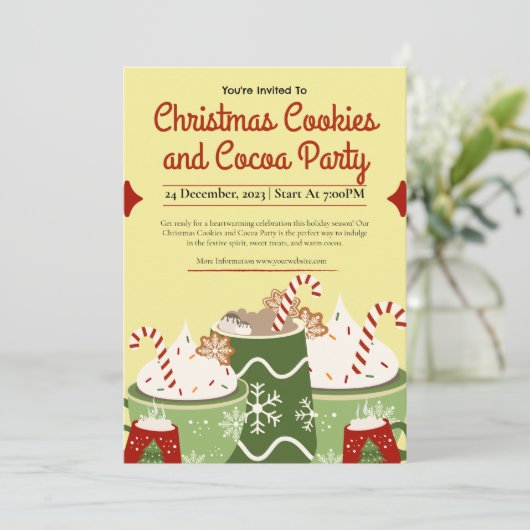 かわいいクリスマスクッキーとココアパーティー 招待状 (スタンド正面)