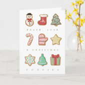 かわいいクリスマスクッキーの挨拶 カード (黄色い花)