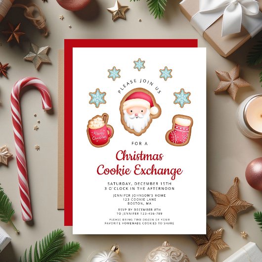 かわいいクリスマスクッキー交換パーティー 招待状