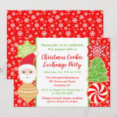 かわいいクリスマスクッキー交換パーティー 招待状 (正面/裏面)