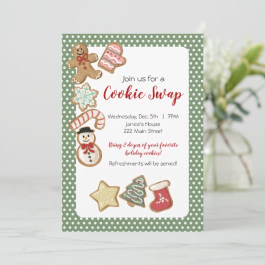 かわいいクリスマスクッキー交換 招待状 (スタンド正面)