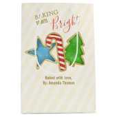 かわいいクリスマスクッキー水の色カスタム ミディアムペーパーバッグ (正面)