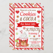 かわいいクリスマスクッキー&ココア誕生日 招待状 (正面/裏面)