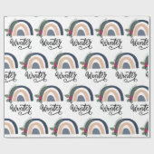 かわいいクリスマスクリスマスホリデーウィンターパインギフト ラッピングペーパー (フラット)