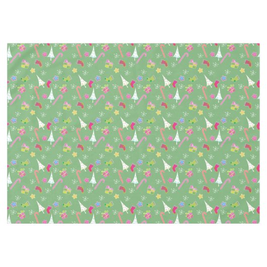 かわいいクリスマスグッズ柄 テーブルクロス (正面(横))