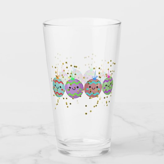 かわいいクリスマスグラス笑顔オーナメント タンブラーグラス (正面)