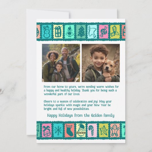 かわいいクリスマスグリッド オーダーメイド 2枚の写真 シーズンカード (裏面)