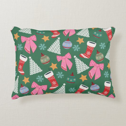 かわいいクリスマスグリーン アクセントクッション (正面)