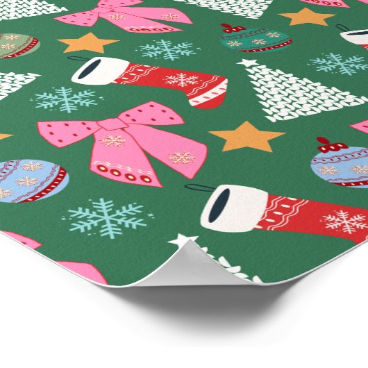 かわいいクリスマスグリーン ポスター (角)