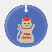 かわいいクリスマスケットのオーダーメイド ガラスオーナメント (正面)