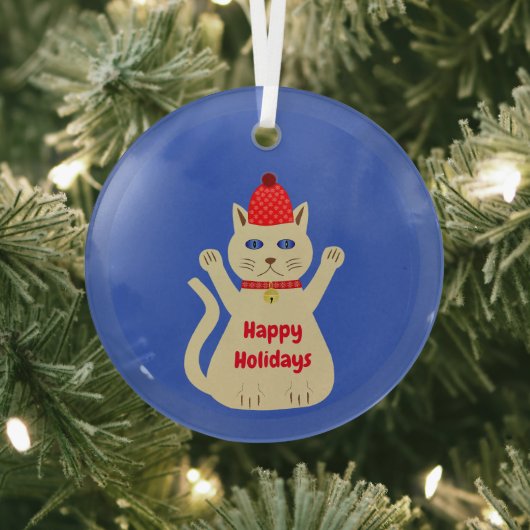 かわいいクリスマスケットのオーダーメイド ガラスオーナメント (インサイチュ)