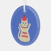 かわいいクリスマスケットのオーダーメイド ガラスオーナメント (正面左)