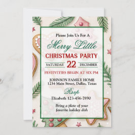 かわいいクリスマスケーキのホリデーパーティー 招待状