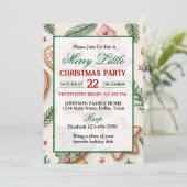 かわいいクリスマスケーキのホリデーパーティー 招待状 (スタンド正面)