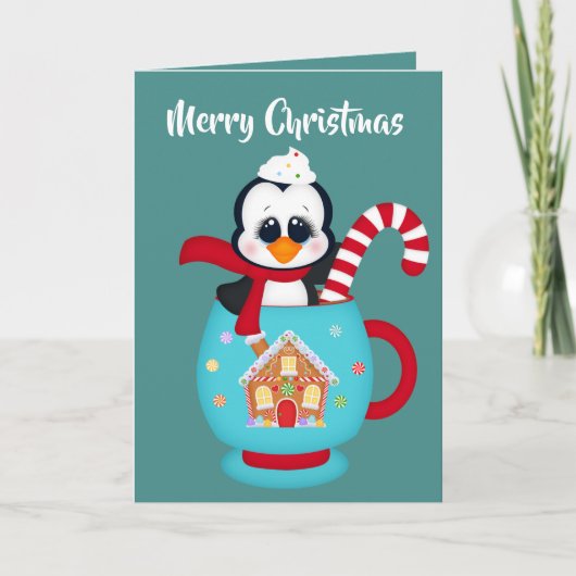 かわいいクリスマスコアペンギンにメッセージを追加 シーズンカード (正面)