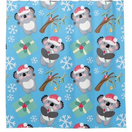 かわいいクリスマスコアラのシャワーカーテン シャワーカーテン (正面)