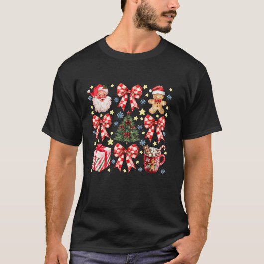 かわいいクリスマスコケットボウサンタクロース熱いココア Tシャツ (正面)