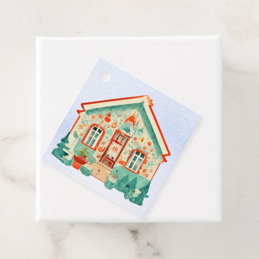 かわいいクリスマスコテージギフトラベル フェイバータグ (インサイチュ)