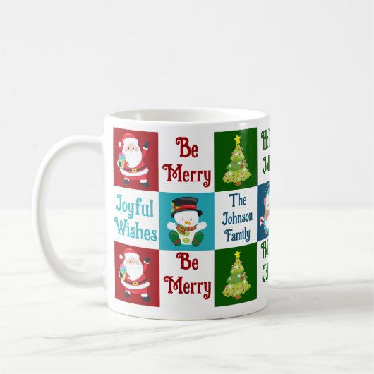 かわいいクリスマスコラージサンタクロースパーソナライズされた コーヒーマグカップ (左)