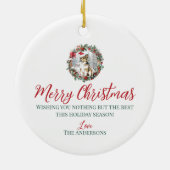 かわいいクリスマスコリー犬の子犬サンタ帽子 セラミックオーナメント (裏面)