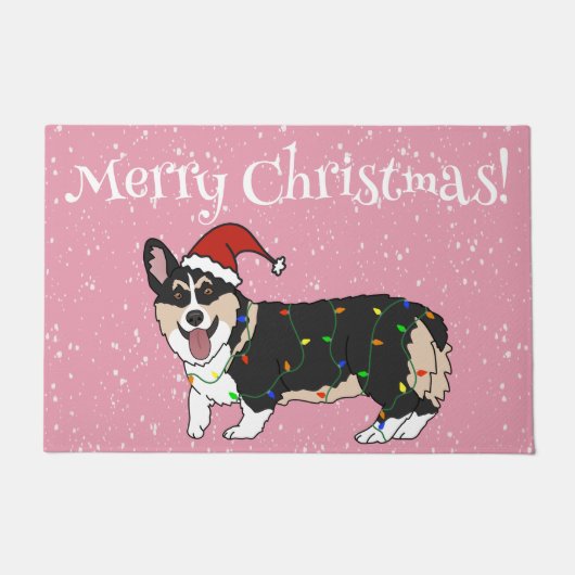 かわいいクリスマスコルギ ドアマット (正面)