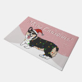 かわいいクリスマスコルギ ドアマット (アングル)