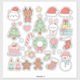 かわいいクリスマスコレクション: パステルアニマル シール