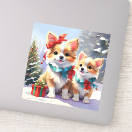 かわいいクリスマスコーギーのホリデーディライト シール