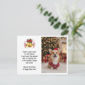 かわいいクリスマスコーギーの犬のカスタム写真 シーズンポストカード (スタンド正面)