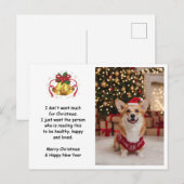 かわいいクリスマスコーギーの犬のカスタム写真 シーズンポストカード (正面/裏面)