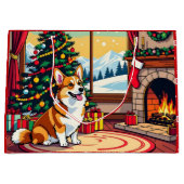 かわいいクリスマスコーギー ラージペーパーバッグ (正面)