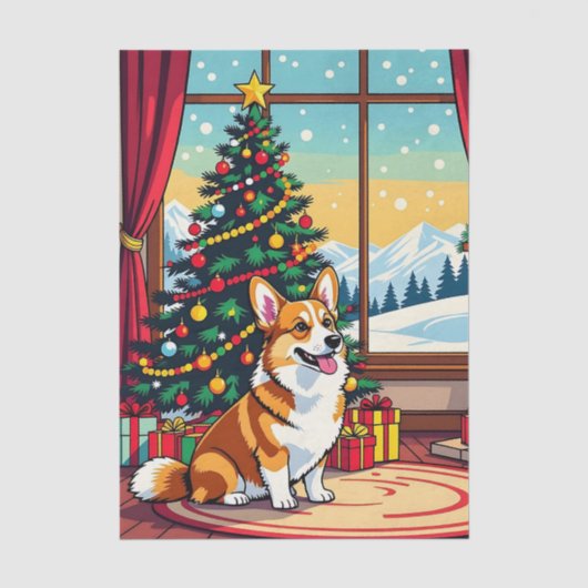 かわいいクリスマスコーギー 薄葉紙 (正面)