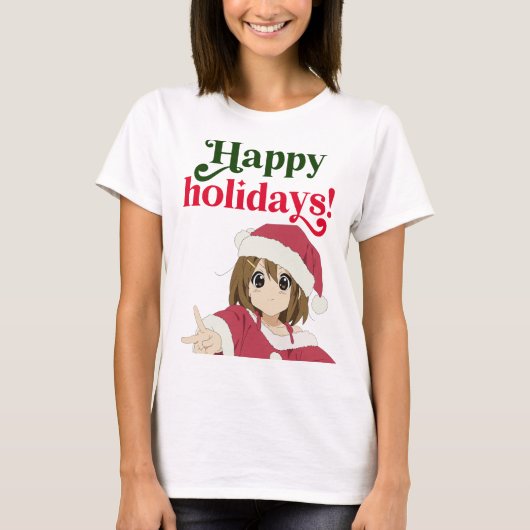 かわいいクリスマスコーディネート、アニメガール Tシャツ (正面)