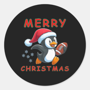 かわいいクリスマスサッカーペンギン ラウンドシール