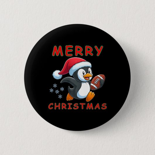 かわいいクリスマスサッカーペンギン 缶バッジ (正面)