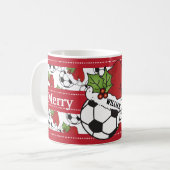 かわいいクリスマスサッカー コーヒーマグカップ (正面左)