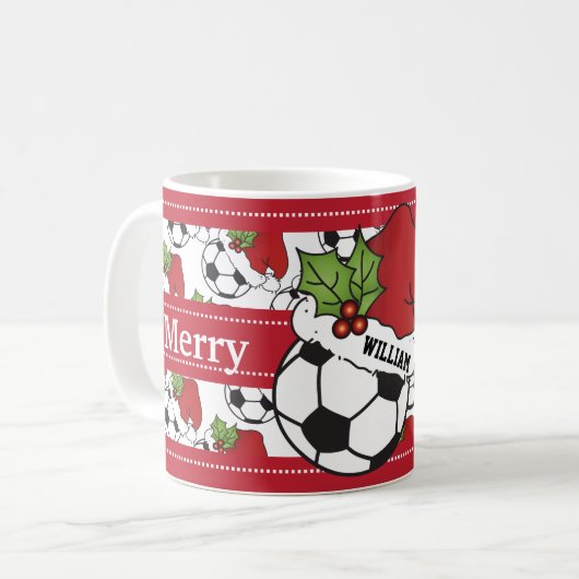 かわいいクリスマスサッカー コーヒーマグカップ (正面左)