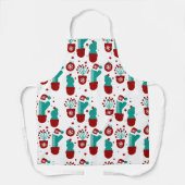 かわいいクリスマスサボテンのホリデークリスマス エプロン (正面)