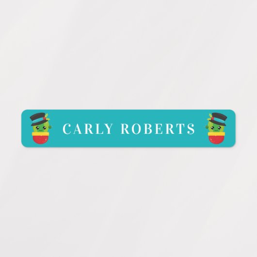 かわいいクリスマスサボテン子供の名前の防水ラベル ラベル (デザイン1)