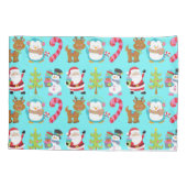 かわいいクリスマスサンタおよび友人 枕カバー (裏面)