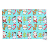 かわいいクリスマスサンタおよび友人 枕カバー (正面)