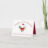 かわいいクリスマスサンタと家族の名前 カード (正面)