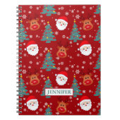 かわいいクリスマスサンタのトナカイパーソナライズされたの名前 ノートブック (正面)