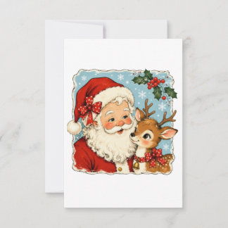かわいいクリスマスサンタのトナカイ 出欠カード