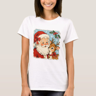 かわいいクリスマスサンタのトナカイ Tシャツ
