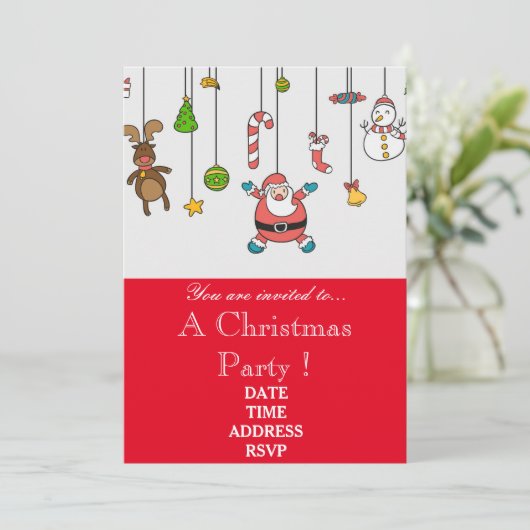 かわいいクリスマスサンタクリスマスパーティー 招待状 (スタンド正面)